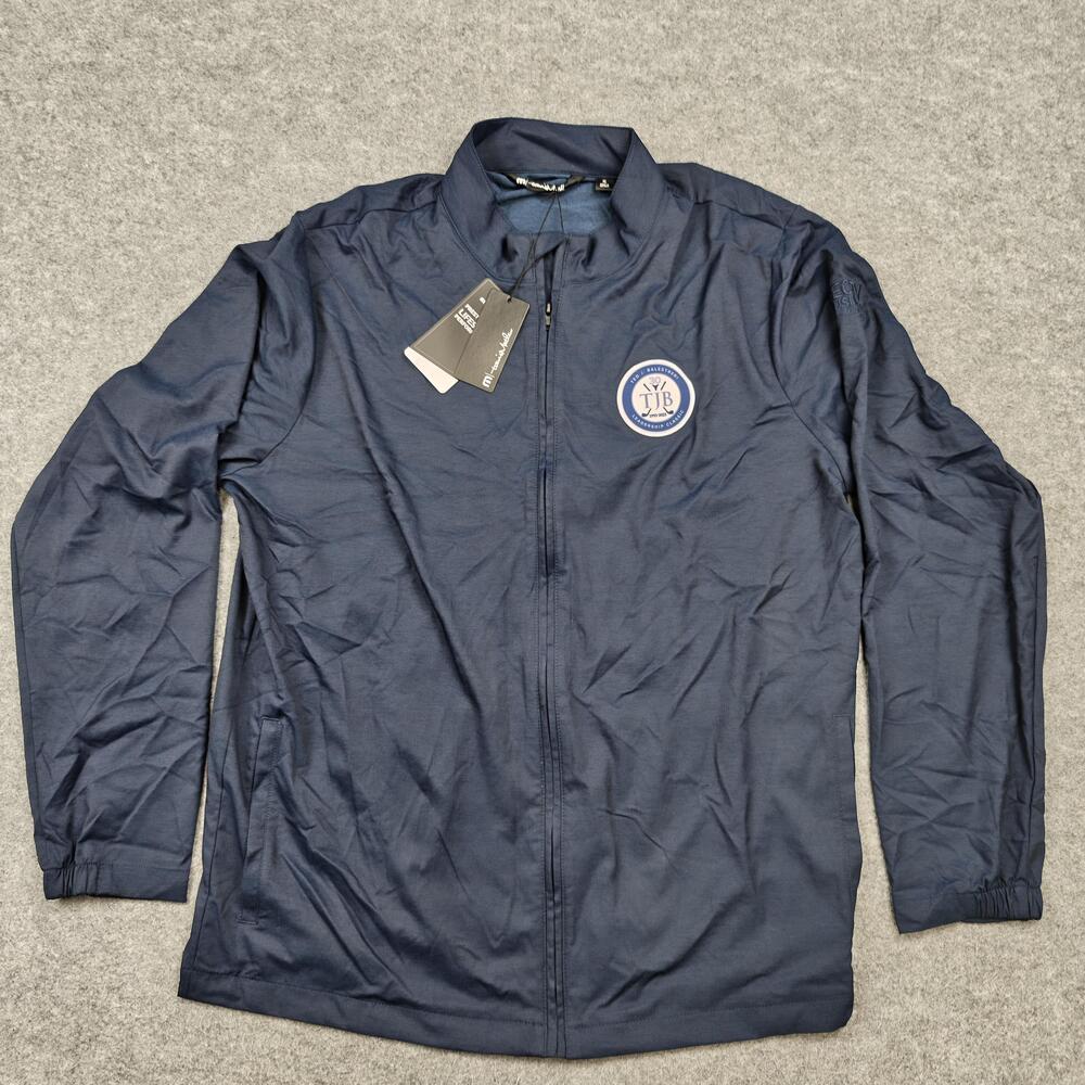 Travis Mathew Windbreaker Jacket Mens XL Blue Microfiber Full Zip Golf Athletic